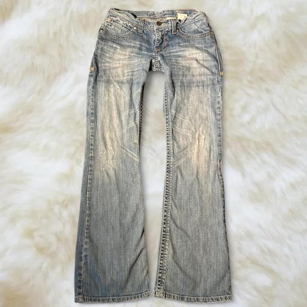 Cruel Girl Y2K Low Rise Flare Jeans Light Wash Western Denim Bootcut Size 3 Reg